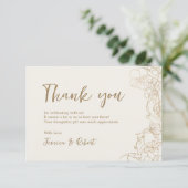 Cream Ivory Gold Botanical Bedankkaart (Staand voorkant)