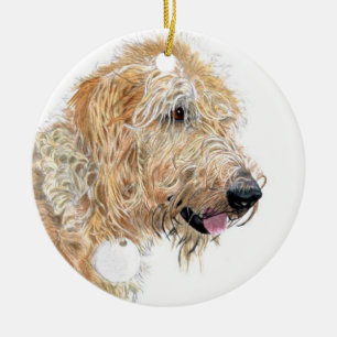Cream labradoodle keramisch ornament