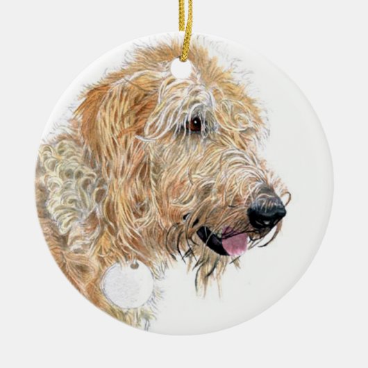 Cream labradoodle keramisch ornament (Voorkant)