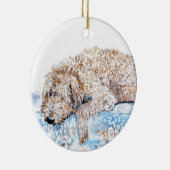 Cream Labradoodle Keramisch Ornament (Rechts)