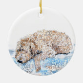 Cream Labradoodle Keramisch Ornament (Achterkant)
