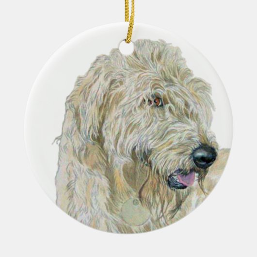 Cream Labradoodle Keramisch Ornament (Voorkant)