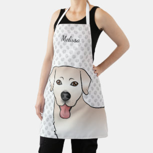 Cream Labrador Retriever Cartoon Dog Head & Name Schort