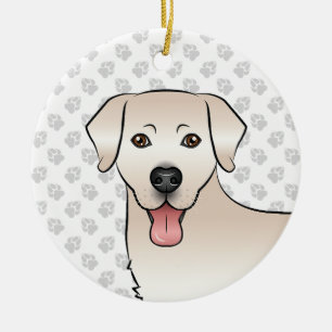 Cream Labrador Retriever Cartoon Dog Head & Text Keramisch Ornament
