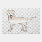 Cream Labrador Retriever Cartoon Dog Illustratie Theedoek (Horizontaal)