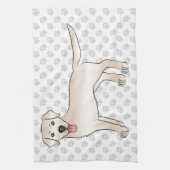 Cream Labrador Retriever Cartoon Dog Illustratie Theedoek (Verticaal)