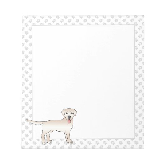Cream Labrador Retriever Cartoon Dog & Paws Notitieblok (Voorkant)