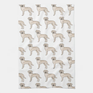 Cream Labrador Retriever Cartoon Lab Hondenpatroon Theedoek