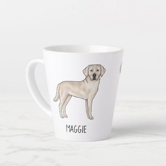 Cream Labrador Retriever Schattige Lab Jouw naam Latte Mok (Linkerhoek)