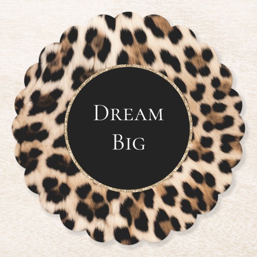 Cream Leopard Animal Birthday Kartonnen Onderzetters (Voorkant)