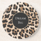 Cream Leopard Animal Birthday Zandsteen Onderzetter (Voorkant)