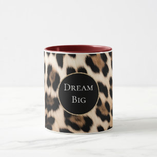 Cream Leopard Animal Glitter Lijst Mok