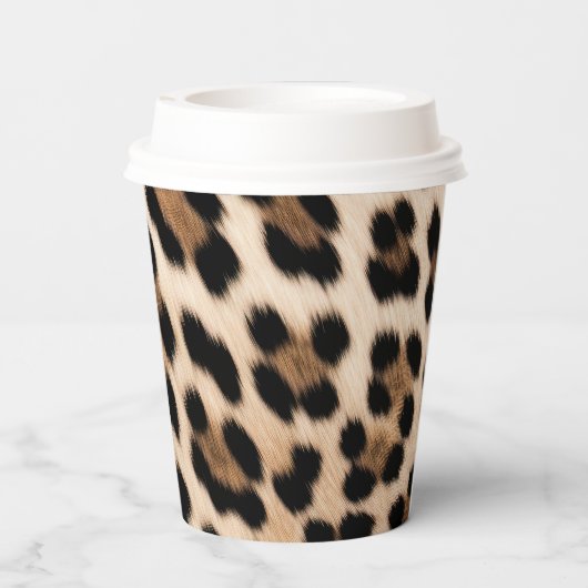 Cream Leopard Animal Glitter Lijst Papieren Bekers (Achterkant)
