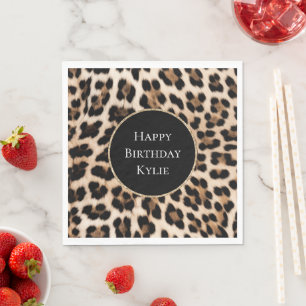 Cream Leopard Animal Glitter Lijst Servet