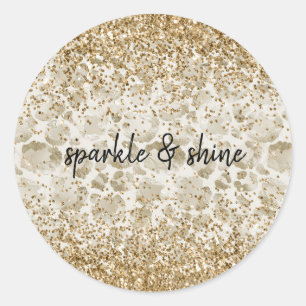 Cream Leopard Print Glitzy Sparkle Ronde Sticker