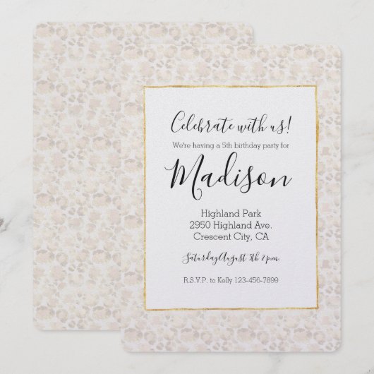 Cream Leopard Print Kaart (Voorkant / Achterkant)