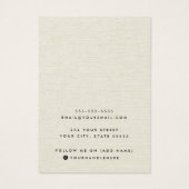 Cream linen die op een ketting-beeldschermkaart li visitekaartje (Achterkant)