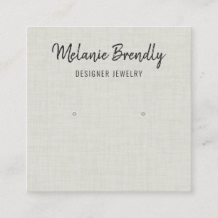 Cream Linen Pattern Earring Display Visitekaartje