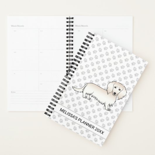 Cream Long Cheveux Dachshund Dessin Chien & Texte (Devant avec enveloppe)