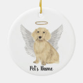 Cream Long Haered Dachshund Sympathy Memorial Keramisch Ornament (Achterkant)