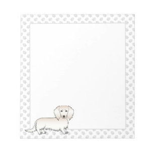 Cream Long Hair Dachshund Cartoon Dog & Paws Notitieblok