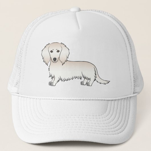 Cream Long Hair Dachshund Cute Cartoon Dog Trucker Pet (Voorkant)
