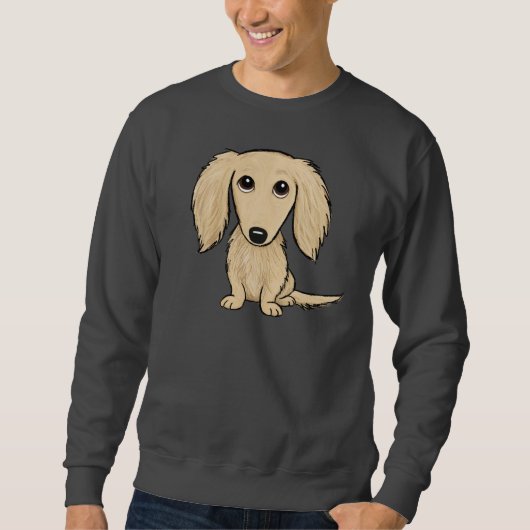 Cream Longhaire Dachshund Sweatshirt (Voorkant)