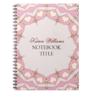 Cream Love Hearts Pink Pastel Carnet dentelle