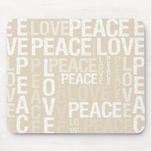 Cream Love Peace Typografie Muismat