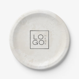 Cream Marble Custom Business Logo Company Event Papieren Bordje