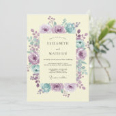 Cream Mauve Bloem Bruiloft Kaart (Staand voorkant)