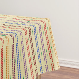 Cream met gestippelde strepen in vele kleuren tafelkleed
