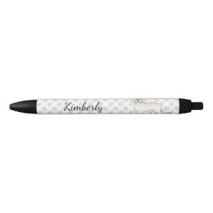 Cream Mini Goldendoedle Cartoon Dog & Name Zwarte Inkt Pen