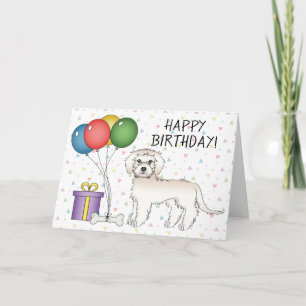 Cream Mini Goldendoodle Cartoon Hond Fijne Verjaar Kaart