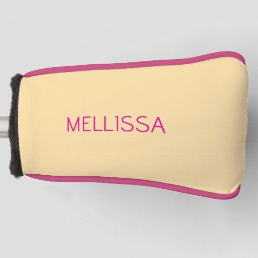 Cream minimalist custom name golfheadcover (Voorkant)