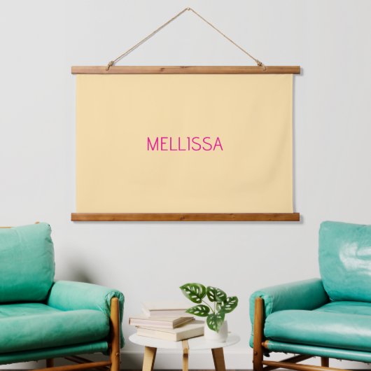 Cream minimalist custom name hangend wandkleed (Woonkamer)
