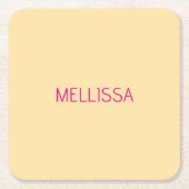 Cream minimalist custom name vierkante kartonnen onderzetter (Voorkant)