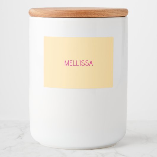 Cream minimalist custom name voedselcontainer etiket (Voorkant)