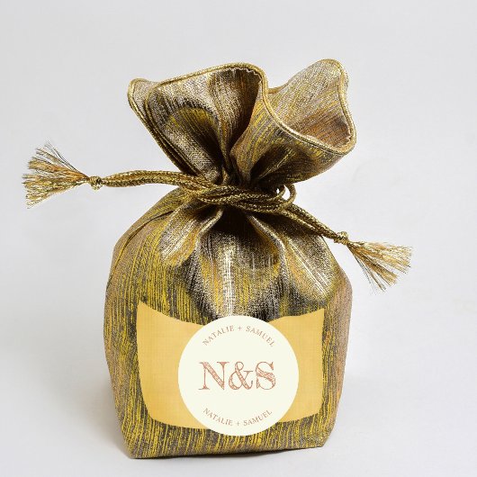 Cream minimalistisch & Elegant Bold Initialen Brui Ronde Sticker