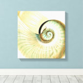 Cream Mint Beach Zee Shell Canvas Afdruk (Insitu (Houten vloer))