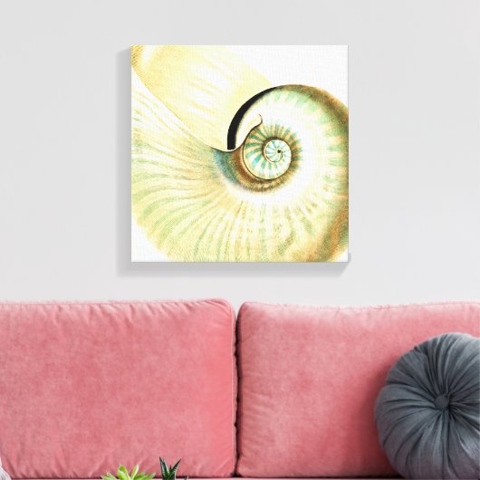 Cream Mint Beach Zee Shell Canvas Afdruk (Insitu (Woonkamer))