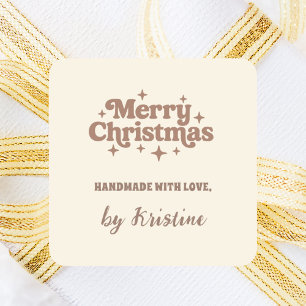 Cream mocha handgemaakt door Christmas Gift Wrappi Vierkante Sticker