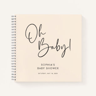 Cream Modern Boho Gender Neutral Baby shower Gast Notitieboek