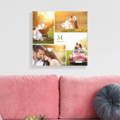 Cream Modern Grid Monogram Bruiloft 4 Fotocollage Canvas Afdruk (Insitu (Woonkamer))
