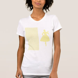 Cream Modern Houndstooth met Mode Silhouette T-shirt