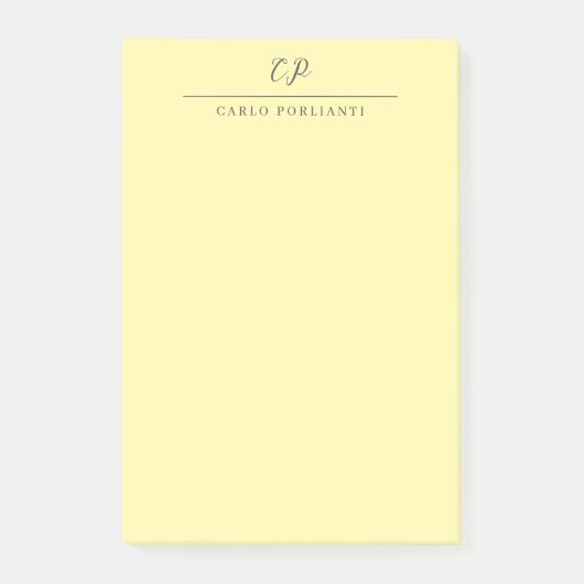 Cream Modern Monogrammed Calligraphy Plain Name Post-it® Notes (Voorkant)
