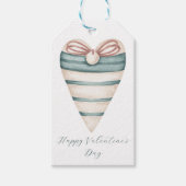 Cream Modern Valentijn Versierd Hart Cadeaulabel (Voorkant)