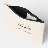 Cream naam monogram initialen modern etui (Open)