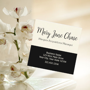 Cream noir Simplistic Carré Carte de visite modern