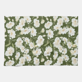 Cream & Olive floral Theedoek